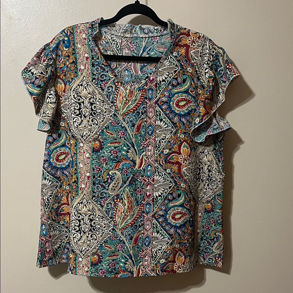 Colorful Paisley Print Women's Top